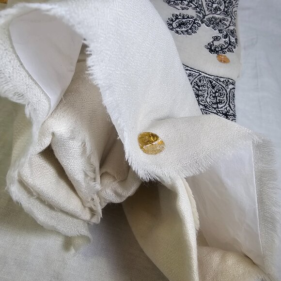 NEW! Hand Embroidered Kashmir Pashmina Cashmere Omani Mussar Shawl 2.5 Yards - Picture 5 of 5